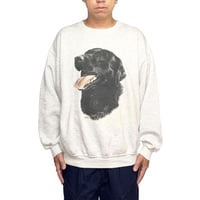 【USED】90's Robert J. May Black Labrador Retriever Art Sweatshirt Gray