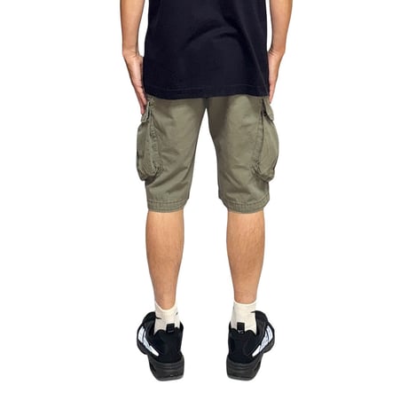【USED】00's NIKE Ripstop Diagonal Pocket Cargo Shorts Olive