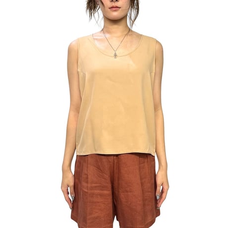 【USED】80's THEOREME PARIS French Viscose Tank Top Beige Made in France
