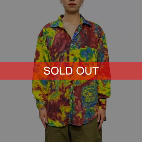 【USED】90's KANSAI profumo Abstract Art Print Rayon Shirt