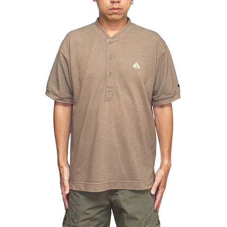【USED】90's NIKE ACG Piqué Collarless Henley Polo Shirt