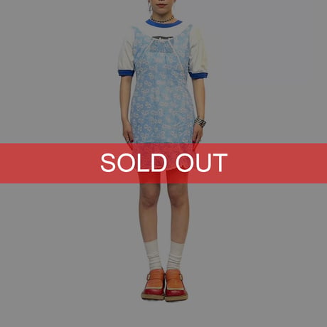 【USED】70's MARGUERITE PATTERN SLIP MINI DRESS