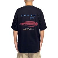 【USED】90's KENZO Jeans Snakehead Fish Print T-shirt Black
