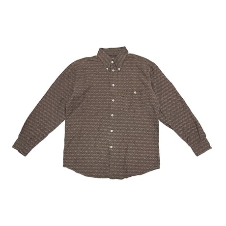 【USED】90's ARMANI JEANS Jacquard Woven All-Over Icon Pattern Button-Down Shirt