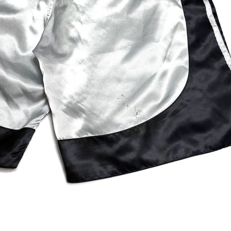 【USED】00's adidas Satin Boxing Shorts Silver × Black