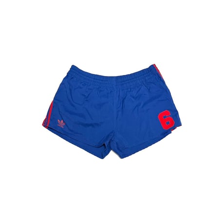【USED】80's adidas DESCENTE Numbering Running Shorts Blue × Red