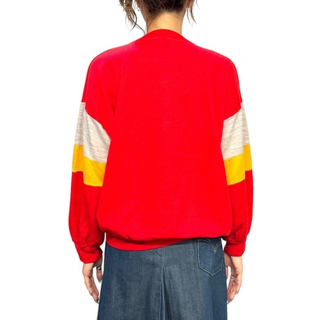 【USED】80's SERGIO TACCHINI RUNNING Color Block Sweatshirt Red