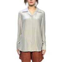 【USED】90's-00's EMPORIO ARMANI Silk-Blend Blouse Silver Grey