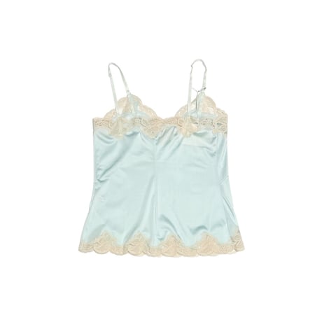 【DEAD STOCK 】80's-90's Christian Dior Lingerie Lace Camisole Pale Blue