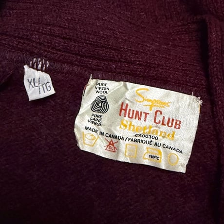 【USED】70's Simpsons HUNT CLUB Shetland Wool Cardigan Burgundy