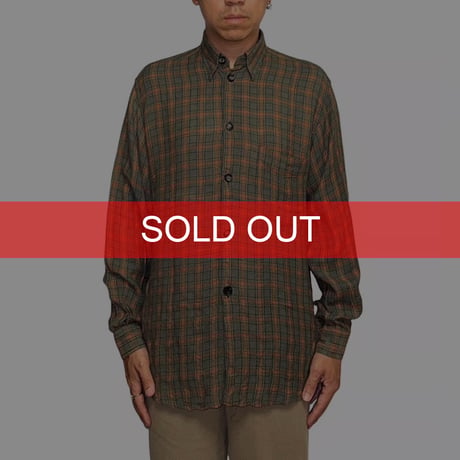 【USED】80's-90's ADOLFO DOMINGUEZ Viscose Blend Plaid Shirt