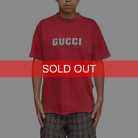 【USED】90's Bootleg Famous Italian Brand Logo T-shirt Fade Red