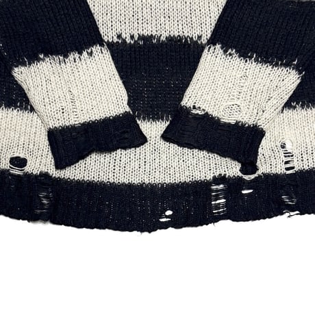 【USED】2020AW Acne Studios Distressed Striped Mohair-Blend Knit Sweater