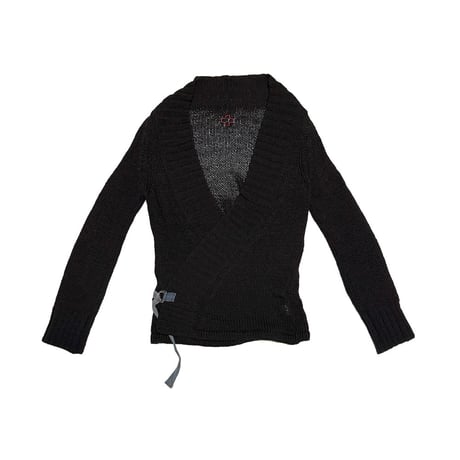 【USED】00's A.F. Vandevorst Cross-Wrap Knit Cardigan Black