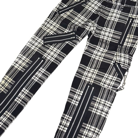 【USED】90's-00's 666 Black & White Plaid Bondage Pants