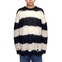 【USED】2020AW Acne Studios Distressed Striped Mohair-Blend Knit Sweater