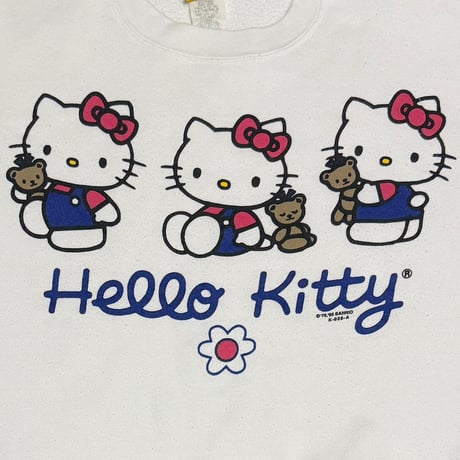【USED】90's Sanrio Smiles Hello Kitty Three-Pose Graphic Oversized Sweatshirt