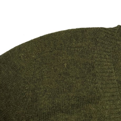 【USED】90's UNITED COLORS OF BENETTON Shetland Wool Cardigan with Leather Buttons