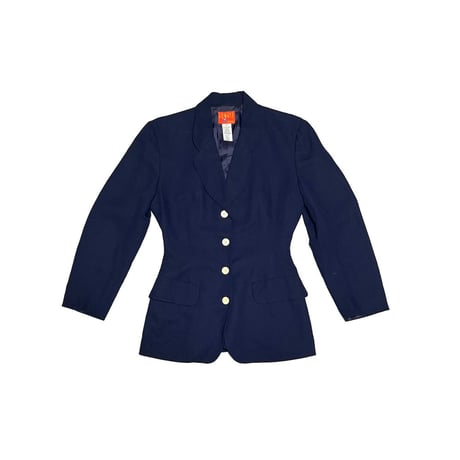 【USED】80's-90's KENZO JUNGLE France Made Linen Blend Tailored Jacket Navy