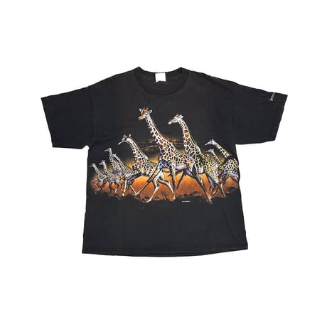 【USED】90's-00's Bronx Zoo Giraffe Parade Animal Print T-shirt