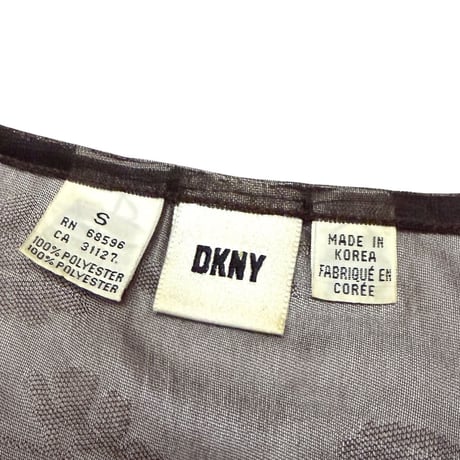 【USED】90's DKNY Sheer Mesh Sleeveless Long Dress Brown
