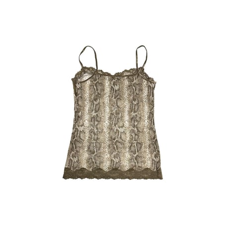 【USED】00s Snake Print Mesh & Lace Lingerie Camisole