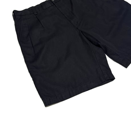 【USED】00's Caribbean Cotton Linen Two-Tuck Shorts Black