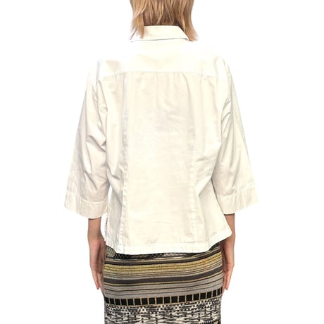 【USED】90's DRIES VAN NOTEN Boxy 3/4 Sleeve Cotton Blouse Made in Belgium