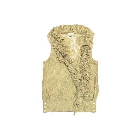【USED】90's-00's DRIES VAN NOTEN All-Over Lace Asymmetric Ruffle Sleeveless Top