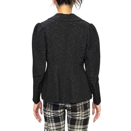 【USED】c.1900 French Vintage Black Jacquard Peplum Jacket