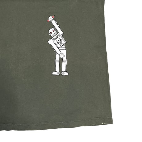 【USED】90's HAZ-MAT Robot Graphic T-shirt Olive