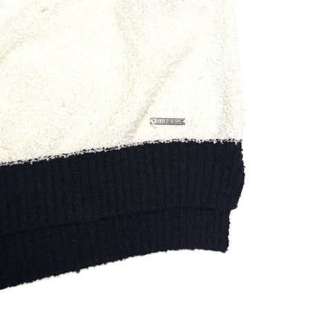 【USED】2010's DIESEL Italian Yarn Wide Stripe Pile Knit Sweater Black × Ivory Size:M