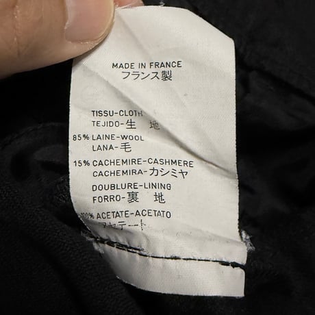 【USED】90's GIVENCHY PARIS Made in France Wool & Cashmere 2-Tuck Tapered Trousers