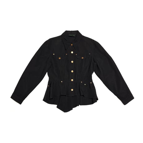 【USED】90's JUNIOR GAULTIER Peplum Trucker Jacket Black