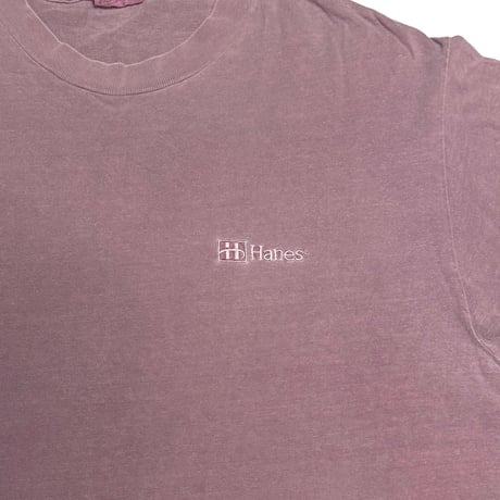 【USED】90's Hanes Embroidered Logo Garment Dyed T-shirt Dusty Pink