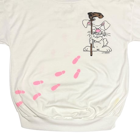 【USED】80's THE ZOO CREW Rabbit Footprint Banded Hem T-shirt