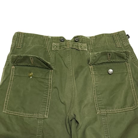 【USED】00's DOLCE & GABBANA Olive Green Wide-Leg Work Pants with Contrast Stitching