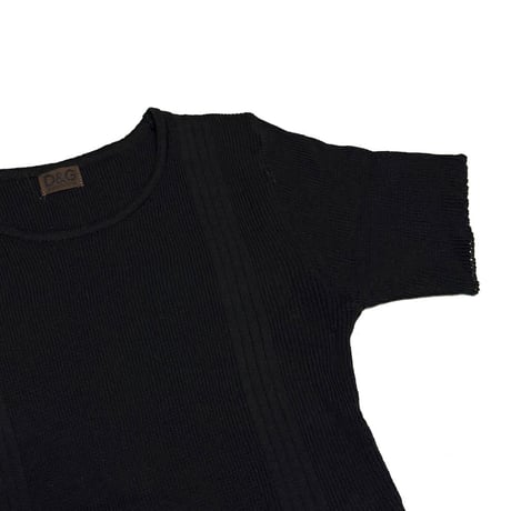 【USED】00's D&G Ribbed Knit T-shirt Black