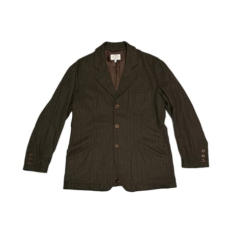 【USED】90's ARMANI JEANS Brown Pinstripe Wool Tailored Jacket Made in Italy