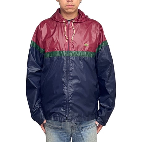 【USED】70's-80's IZOD LACOSTE Color Block Nylon Hooded Jacket