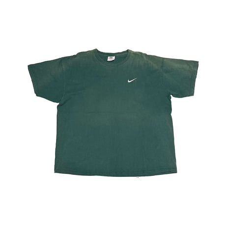 【USED】90's NIKE Embroidered Swoosh Logo T-shirt Forest Green Made in USA