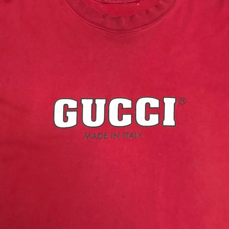 【USED】90's Bootleg Famous Italian Brand Logo T-shirt Fade Red