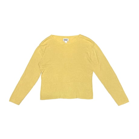 【USED】90's CHICO’S DESIGN Linen Blend Boat Neck Knit Sweater Lemon Yellow