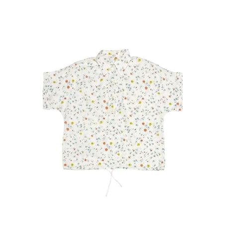 【USED】80's Euro Vintage Floral Print Half-Button Drawstring Blouse