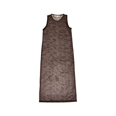 【USED】90's DKNY Sheer Mesh Sleeveless Long Dress Brown