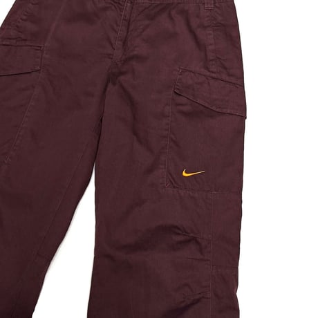 【USED】00's NIKE Herringbone Cotton Cargo Pants Bordeaux Brown