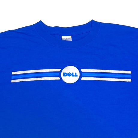 【USED】00's DELL Stripe Logo Printed T-shirt Blue