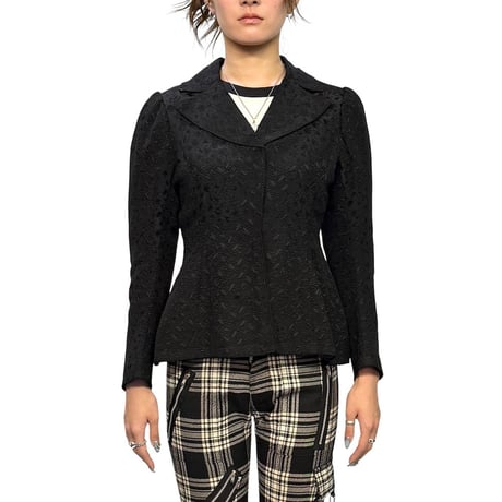 【USED】c.1900 French Vintage Black Jacquard Peplum Jacket