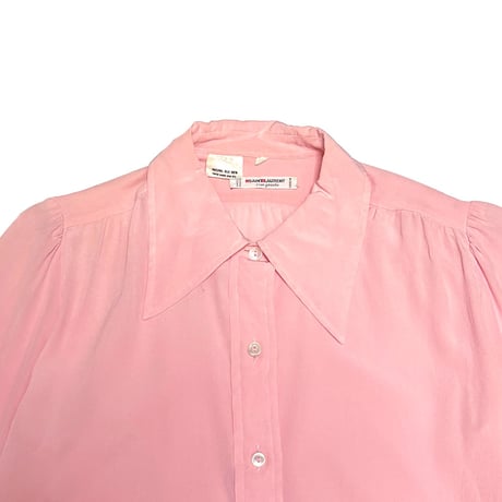 【USED】70's-80's SAINT LAURENT rive gauche Silk Puff Sleeve Blouse Pink