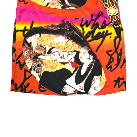 【USED】80's-90's KANSAI YAMAMOTO Ukiyo-e Beauty & Graffiti Print Long Sleeveless Top